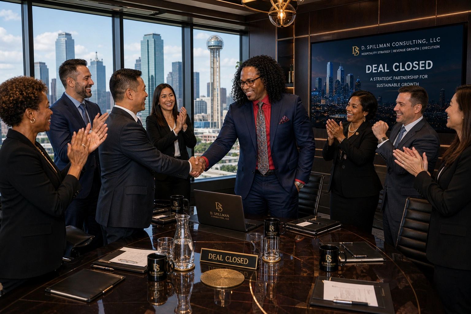 Business team celebrating successful deal