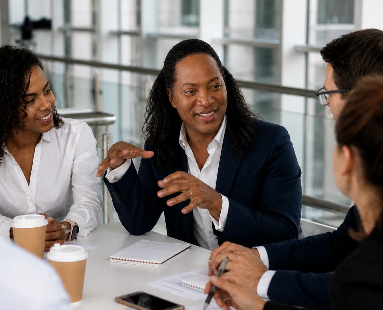 Business team discussing at a table