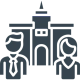 Education symbol with male and female figures