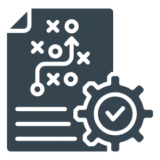 Strategy document and gear icon