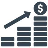 Financial growth icon with dollar sign