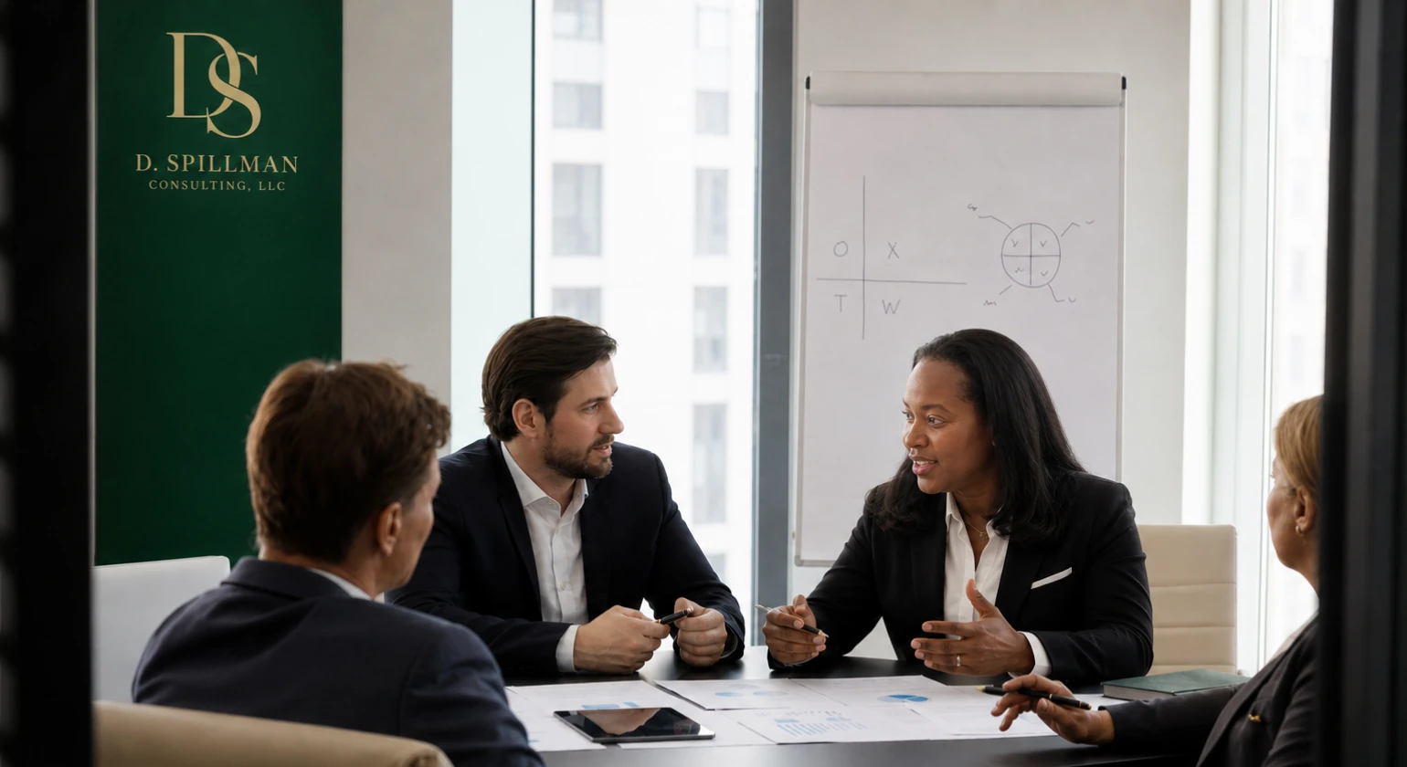 Business meeting with diverse professionals